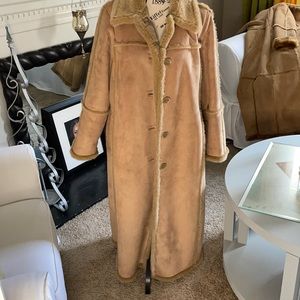 Utex Design faux shearling maxi coat